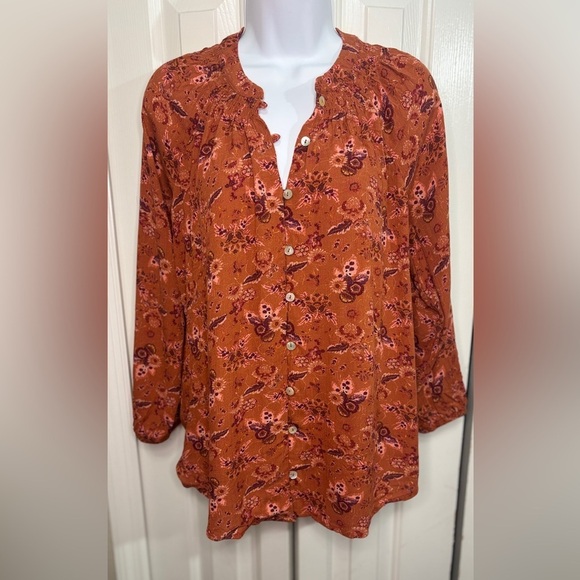 Mason & Belle Rust Floral Button Front Blouse | Size M | NWT - Picture 2 of 10